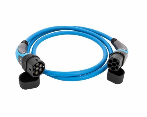 go-e charging cable type 2, blue cable, 22kW, 2.5m