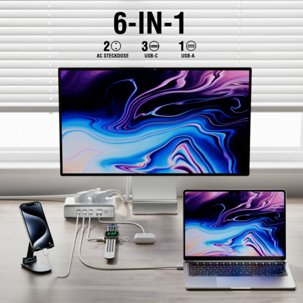4smarts Desk Charger GaN 65W mit AC-Steckdosen, weiß