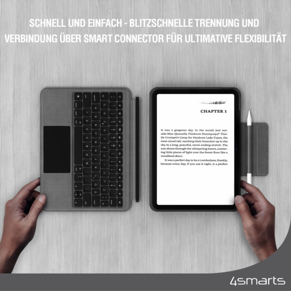 4smarts Tastatur Case 2in1 Solid Smart Connect für Apple iPad (10. Gen.) graphit