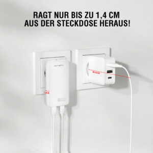 4smarts Netzladegerät FlatPlug Slim Dual 65W GaN 2C, weiß