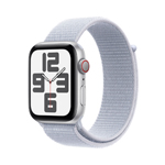 Apple Watch SE GPS + Cellular, Aluminium silber, 44mm mit Sport Loop, wolkenblau