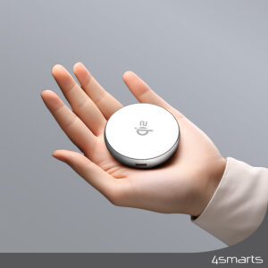 4smarts Qi2 Charger Kickstand silber / weiß (MagSafe kompatibel)